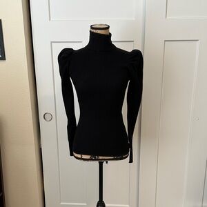 Forever 21 Black Turtleneck with Puff Sleeves